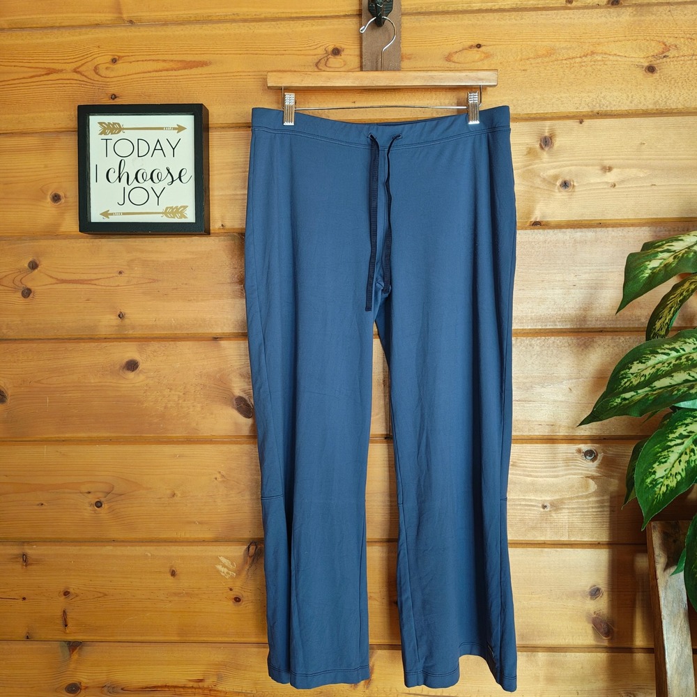 Athleta Wide Straight Stretch Pull On Pants Split Hem Crop 31209 Sz M(36") x 25"